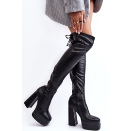 Black Yoge Women's Over-the-Knee Boots with Platform and High Heel 2