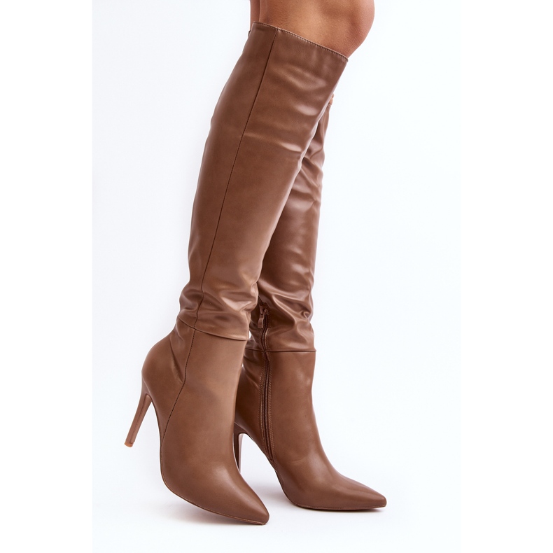 Women's Over-the-Knee High Heel Boots, Dark Beige Sirenpha 1
