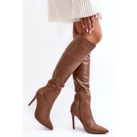 Women's Over-the-Knee High Heel Boots, Dark Beige Sirenpha 2