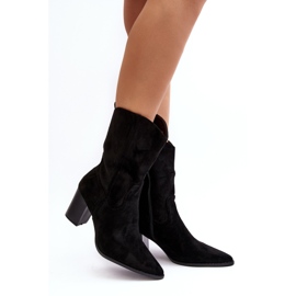 Women's Cowboy Boots on a High Heel Black Danell 1