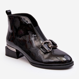 Vinceza Patent Leather Women's Low Heel Boots, Insulated, Black Loos 1 Vinceza Patent Leather Women's Low Heel Boots, Insulated, Black Loos 1