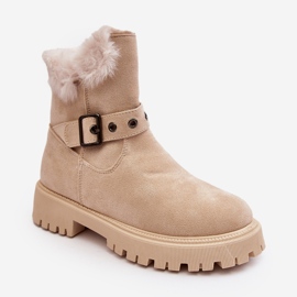 Vinceza Beige Morcos Women's Ankle Boots With Fur Zipper 2