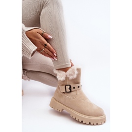 Vinceza Beige Morcos Women's Ankle Boots With Fur Zipper 1