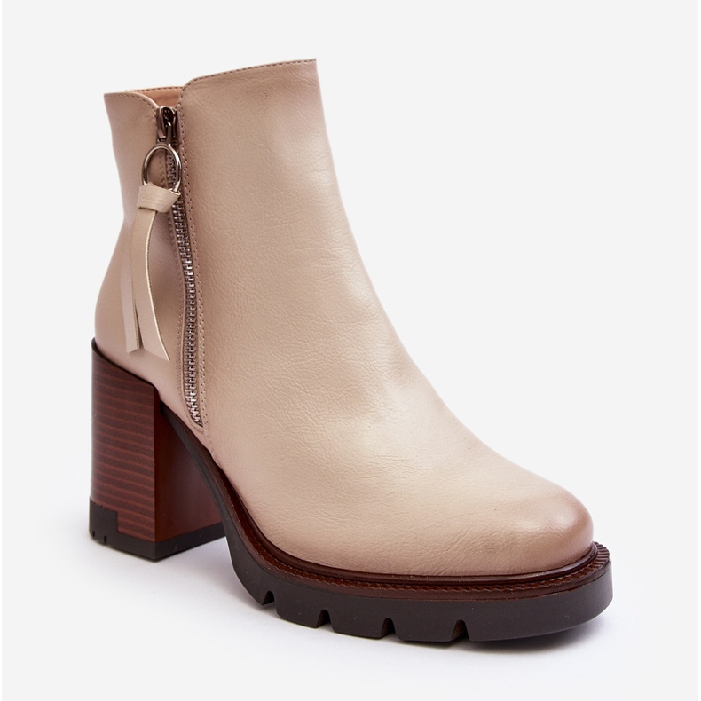 Vinceza Women's Leather Ankle Boots Beige Brittney 1 Vinceza Women's Leather Ankle Boots Beige Brittney 1