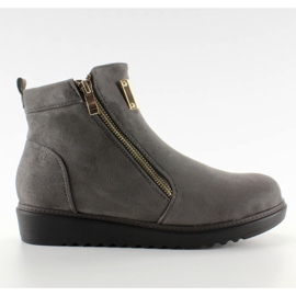 Suede boots with a gold plate GG-32 Gray grey 1