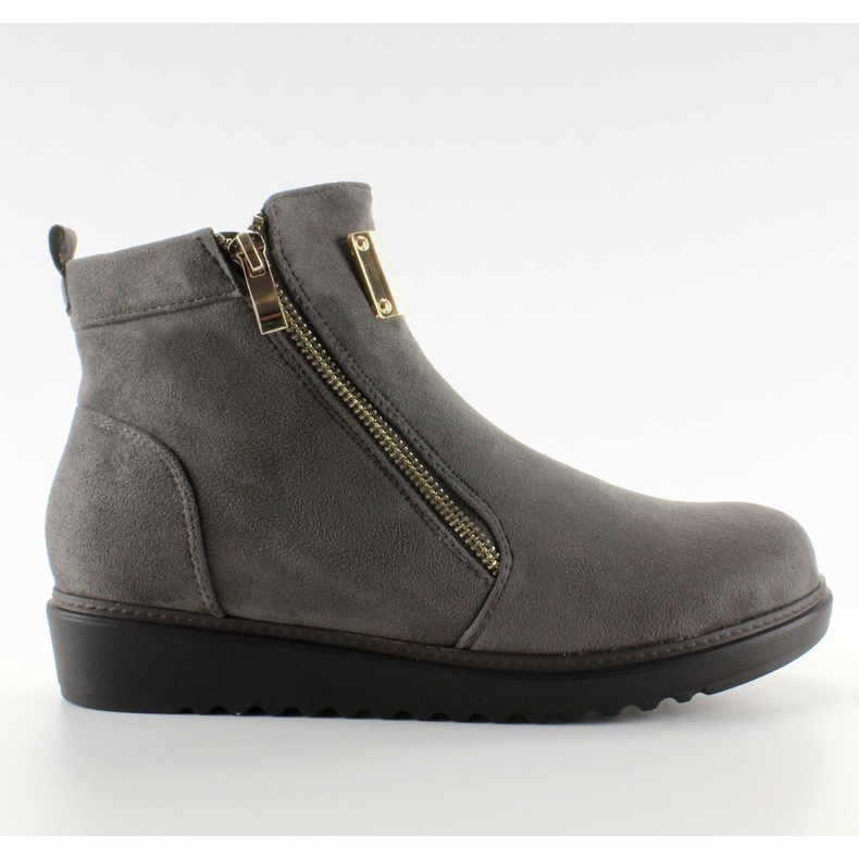 Suede boots with a gold plate GG-32 Gray grey 1