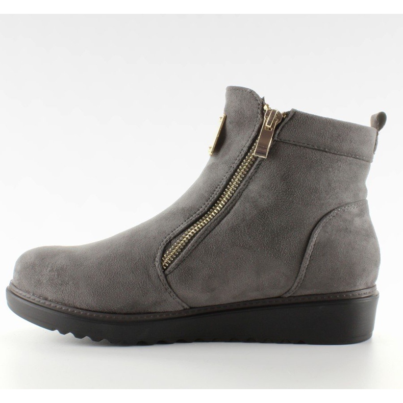 Suede boots with a gold plate GG-32 Gray grey 2