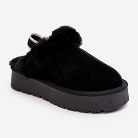 Black Sophienne Women's Platform Slippers With Fur 1