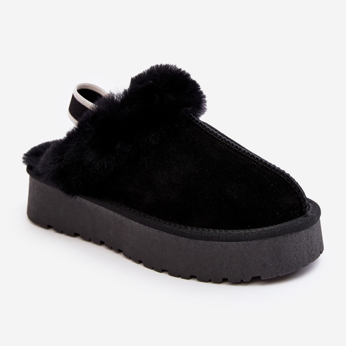 Black Sophienne Women's Platform Slippers With Fur 1