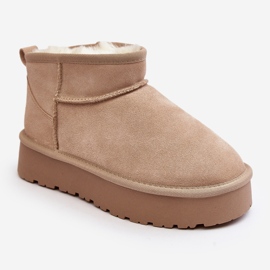 Fashionable Suede Low Snow Boots Light Beige Nucca 2