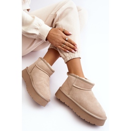 Fashionable Suede Low Snow Boots Light Beige Nucca 1