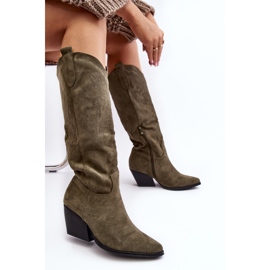 Women's Cowboy Boots on a High Heel Green Sloana 1 Women's Cowboy Boots on a High Heel Green Sloana 1