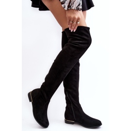 Women's Over-the-Knee Boots with Flat Heels, Black Bikka 2