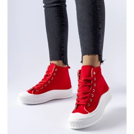 Red platform sneakers by Guerrino 1