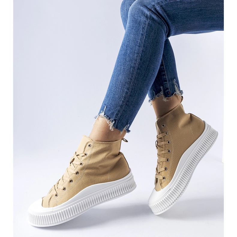 Dark beige platform sneakers by Guerrino 1 Dark beige platform sneakers by Guerrino 1