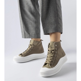 Green high platform sneakers by Guerrino 1