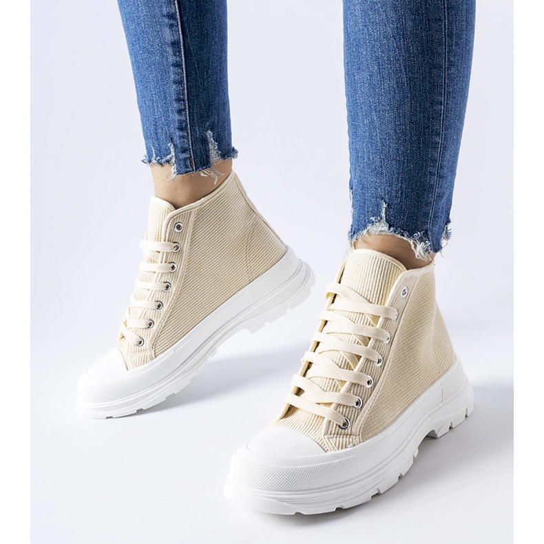 Inna Beige high-top sneakers from Villaggio 1