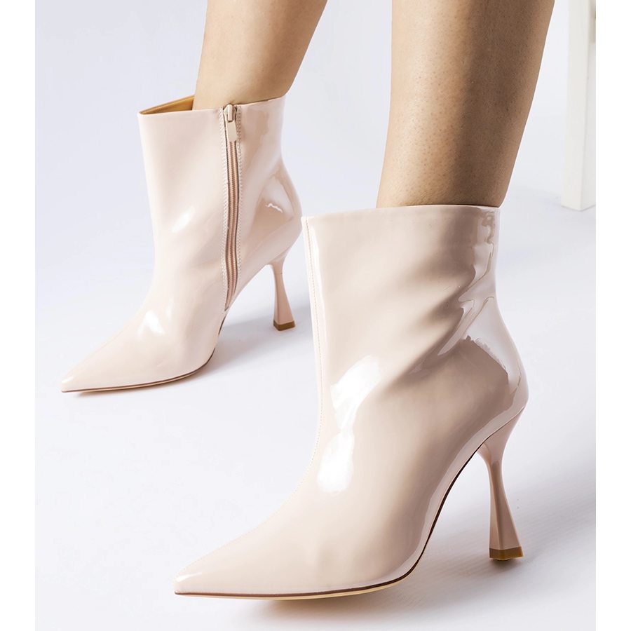 Beige patent leather ankle boots from Dionisi