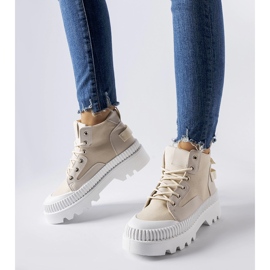 Inna Beige sneakers on a high platform Grotta 1