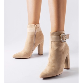 Beige ankle boots with Papanice rhinestones 1