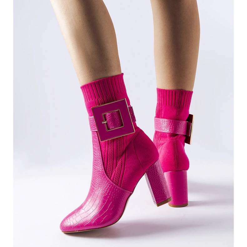 Enrice pink animal print sock boots 1 Enrice pink animal print sock boots 1