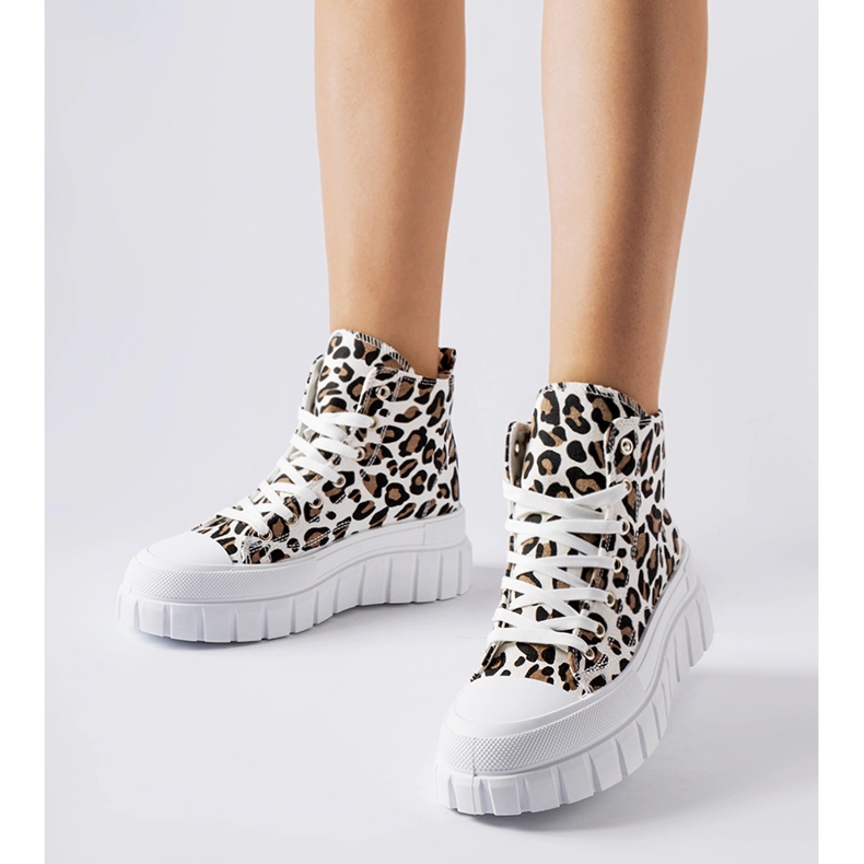 Fiave leopard print high platform sneakers white 1