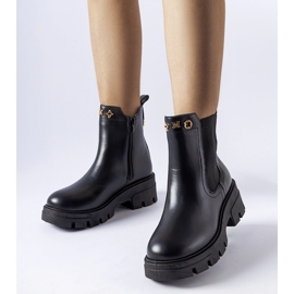 Black insulated decorative Federica ankle boots 1