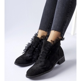 Black ankle boots with rhinestones and lace by Belviglieri 1