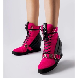 Pink and black Pugliesi wedge sneakers 1