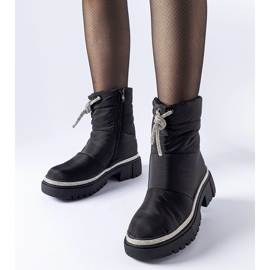 Black snow boots decorated with Giusti zircons 1