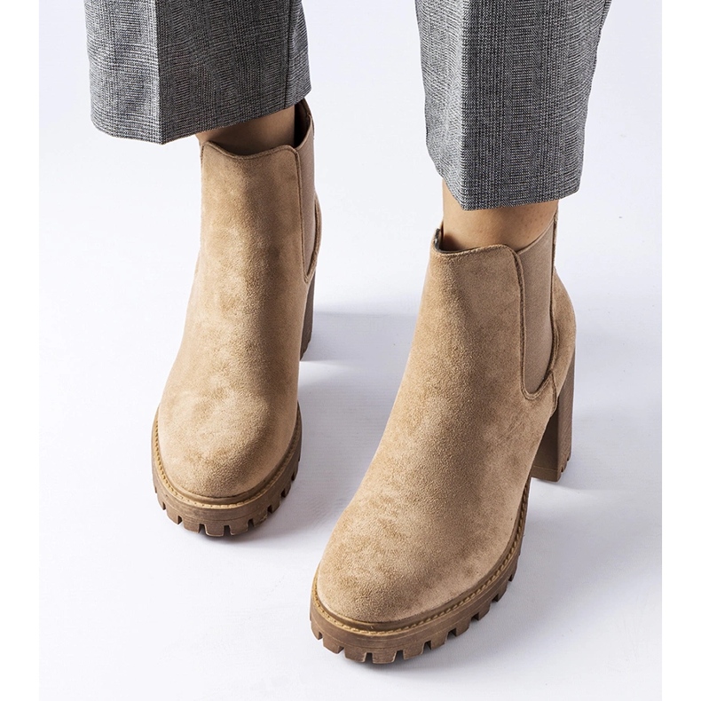 Beige ankle boots on a massive Montelparo heel 1 Beige ankle boots on a massive Montelparo heel 1
