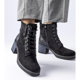 Black eco-suede Graziella ankle boots 1