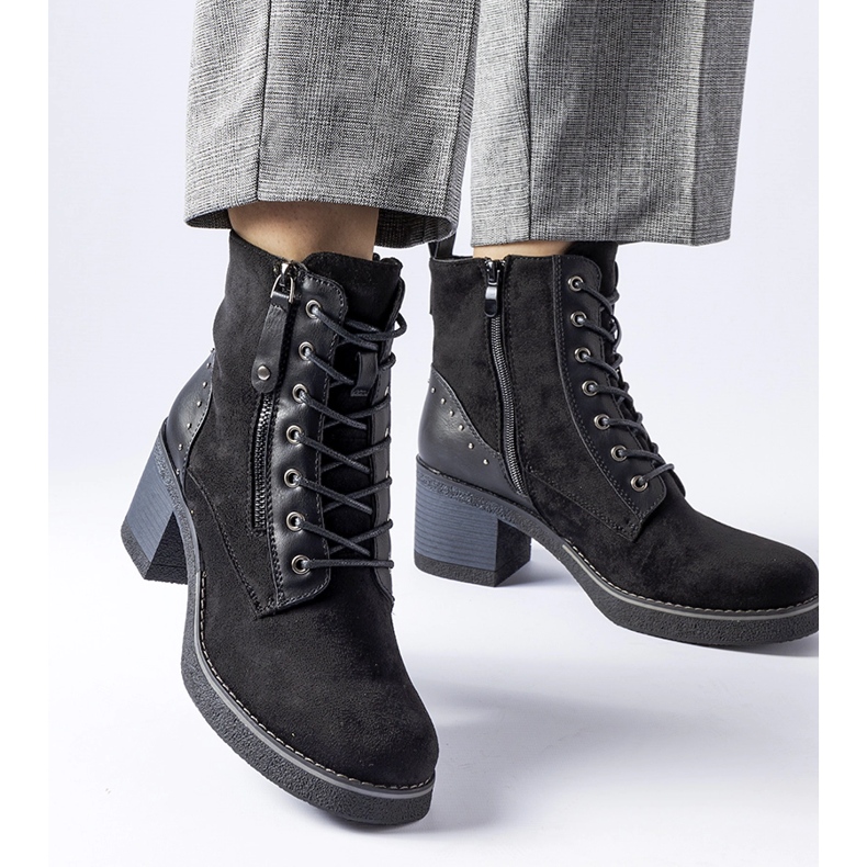 Black eco-suede Graziella ankle boots 1