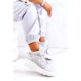 Women's silver insulated sports shoes 1