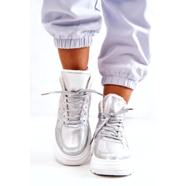 Women's silver insulated sports shoes 6