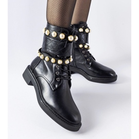 Leather ankle boots 2025 with faux pearls zara