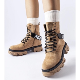 Beige ankle boots with a decorative detachable strap 2