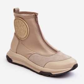 Women's Leather Ankle Boots With Zipper Maciejka 06297-22 Beige 2