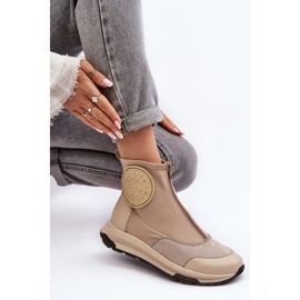 Women's Leather Ankle Boots With Zipper Maciejka 06297-22 Beige 1