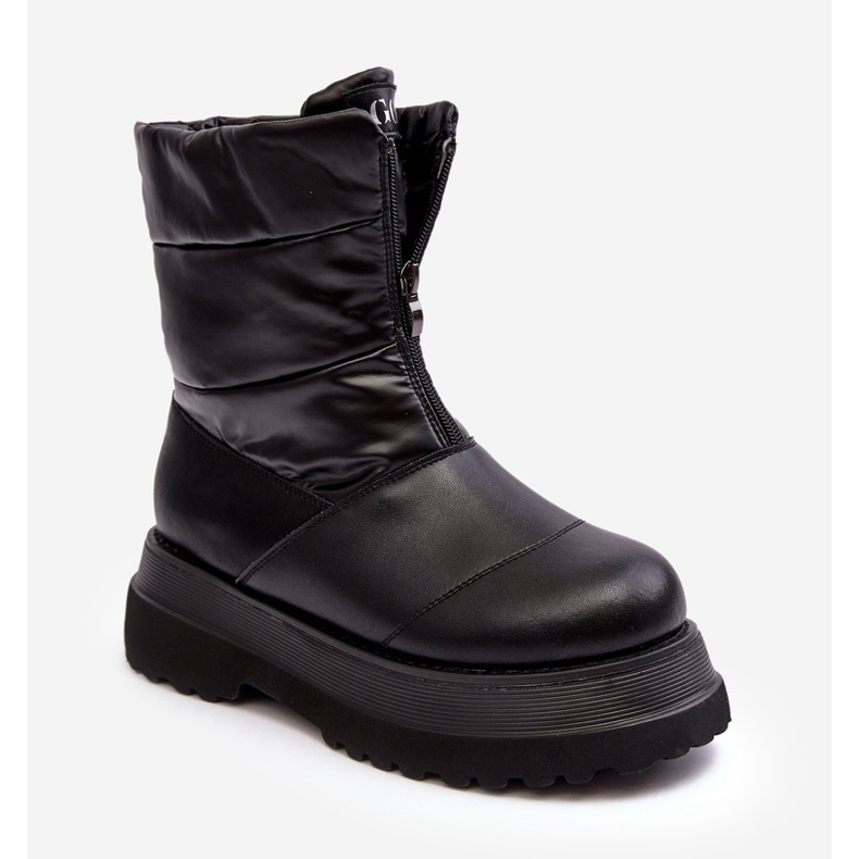 Women's Snow Boots On A Thick Sole With A Zipper GOE MM2N4078 Black 1