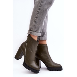 Fashionable Leather High Heel Boots Laura Messi 2509 Dark green 2