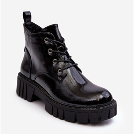 Sergio Leone Patent Leather Insulated Laced Ankle Boots Black Bjorg 2