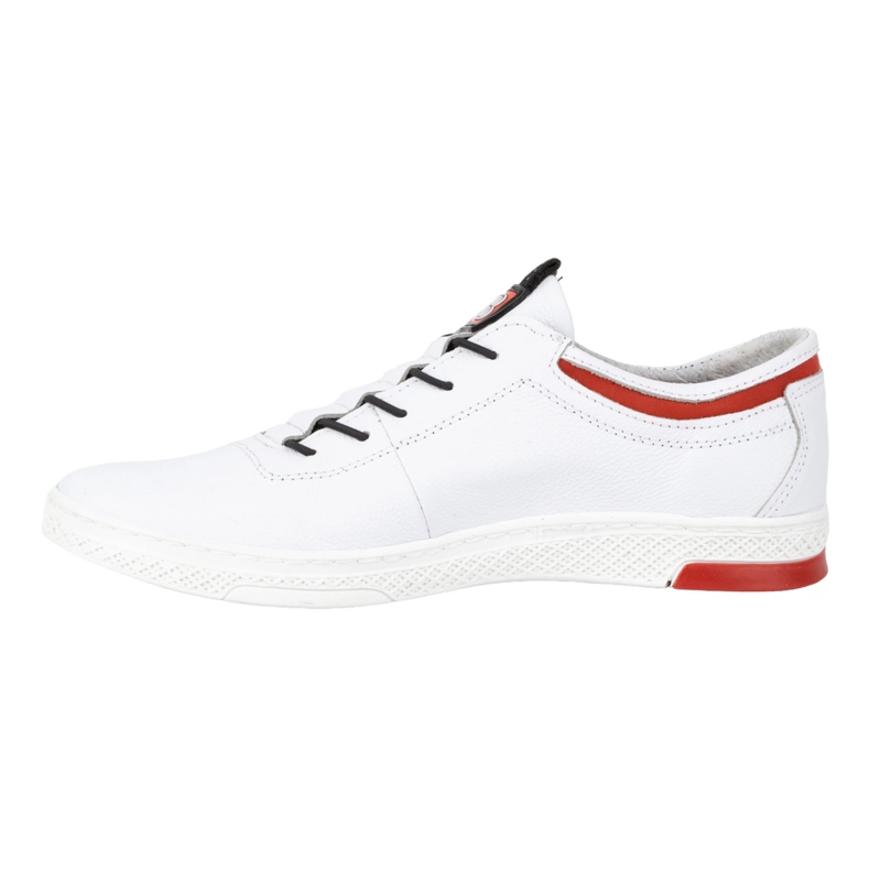 Polbut Men's casual leather sports shoes K23, white with red 1