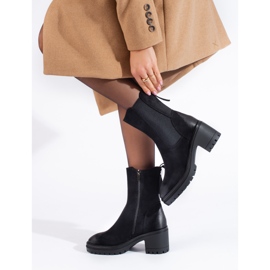 Ladies' black ankle boots with a high Vinceza upper 1