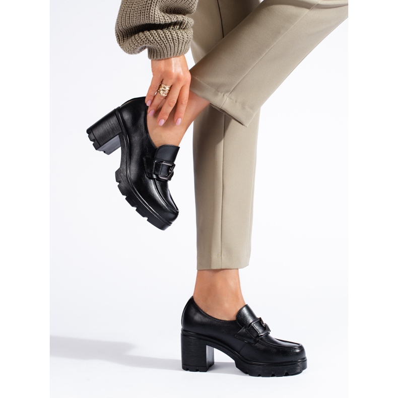 W. Potocki Women's black shoes with a wide heel by Potocki 1