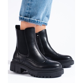 Shelovet black openwork Chelsea boots 1