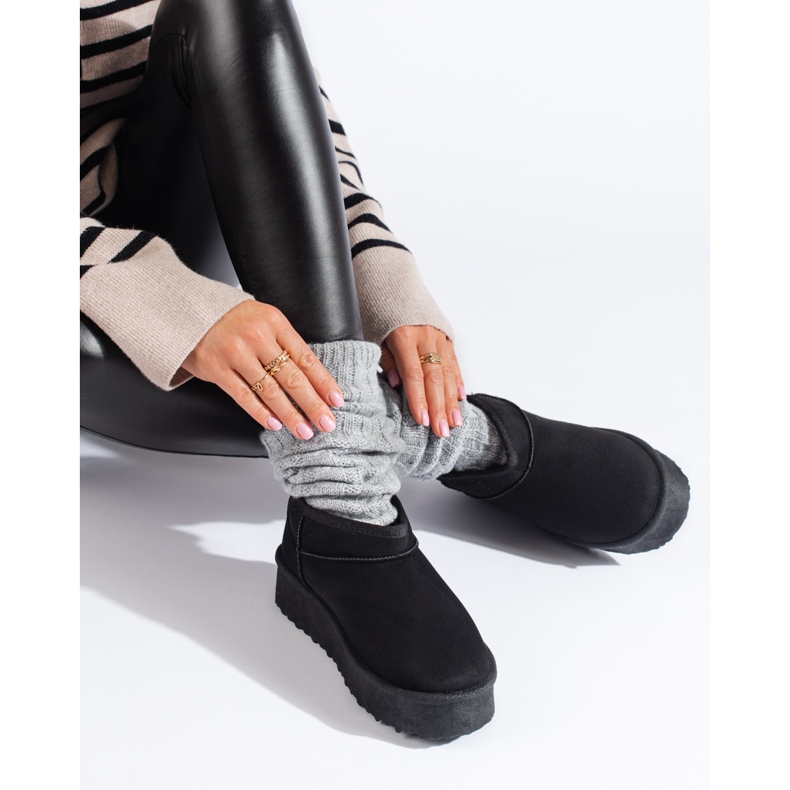 Black Shelovet short platform snow boots 1