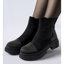 Black ankle boots with eco-suede Grinzane zircons 1