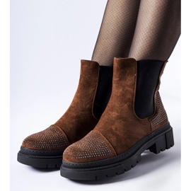 Brown boots with eco-suede zircons from Grinzane 1 Brown boots with eco-suede zircons from Grinzane 1