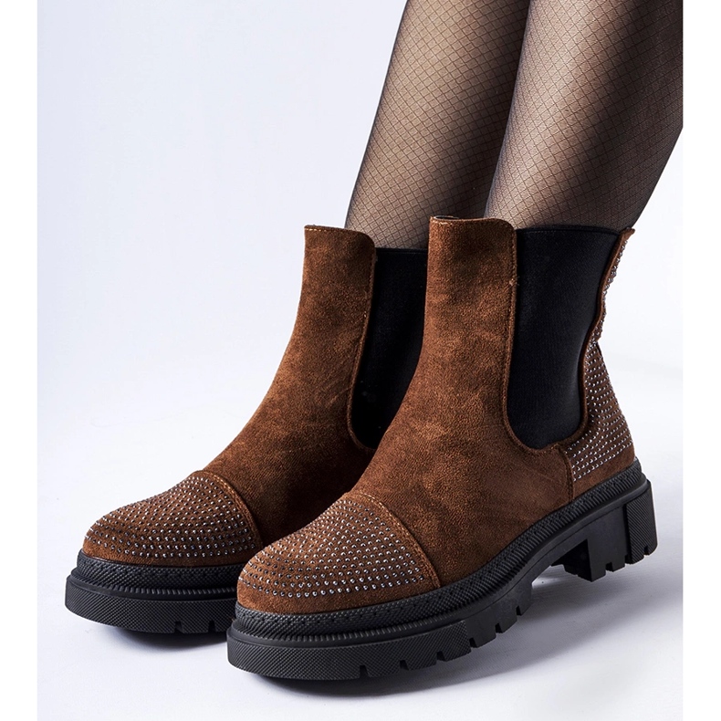 Brown boots with eco-suede zircons from Grinzane 1 Brown boots with eco-suede zircons from Grinzane 1